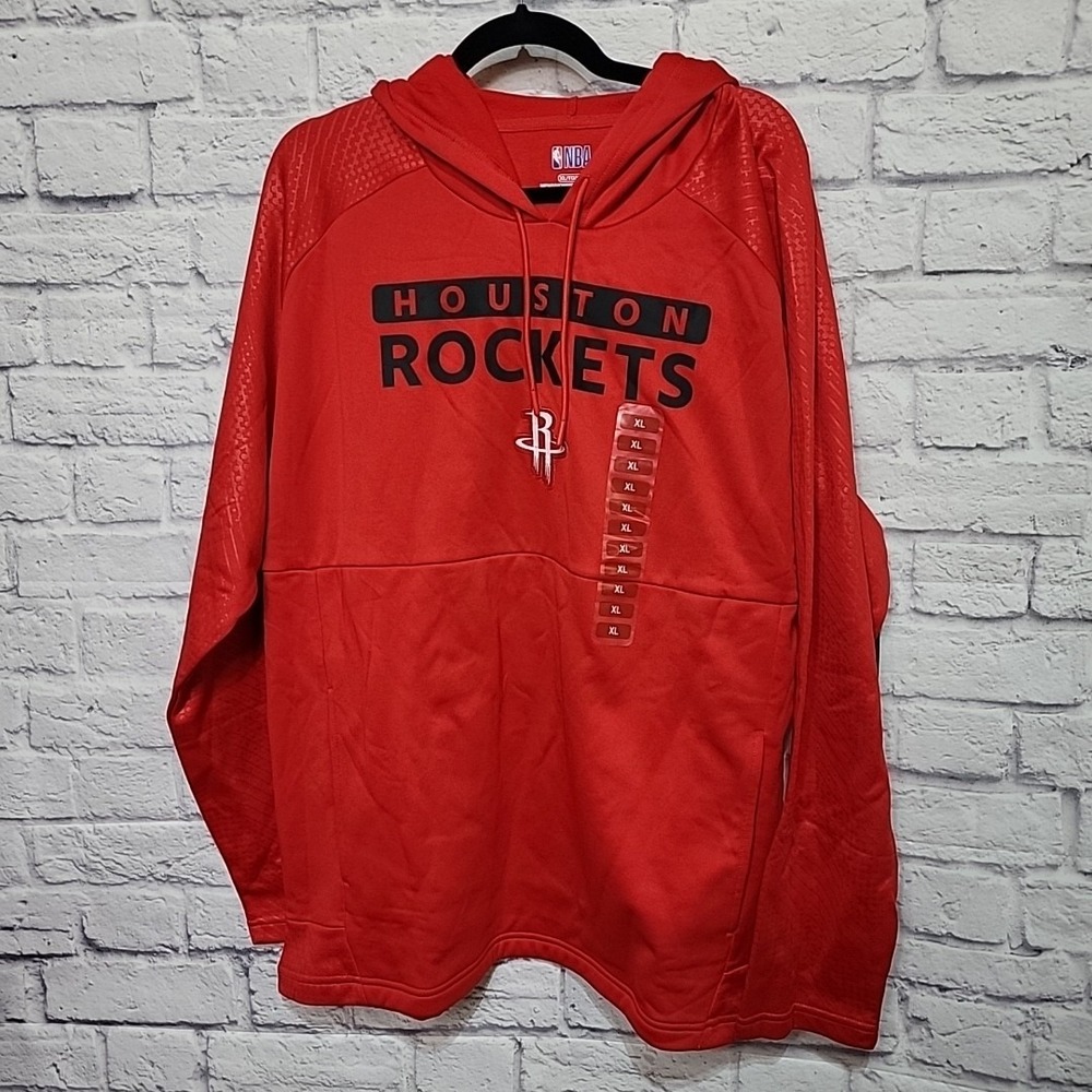NBA Houston Rockets Mens XL Red Textured Shoulder Pullover Hoodie NWT‎